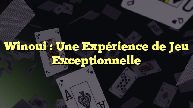 Winoui : Une Expérience de Jeu Exceptionnelle